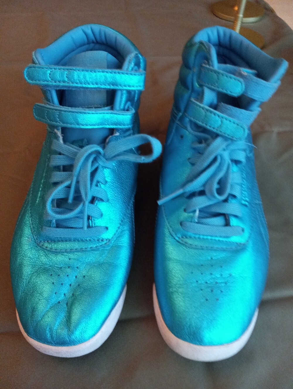 Reebok Metallic Teal High-Top Sneakers with Velcro Straps